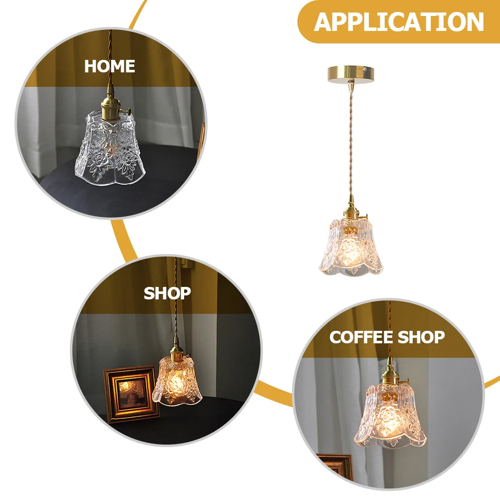 

Elegant Carved Glass Pendant Light Retro Delicate Hanging Ceiling Lamp for Home Restaurant Cafe Gold Pendant Light