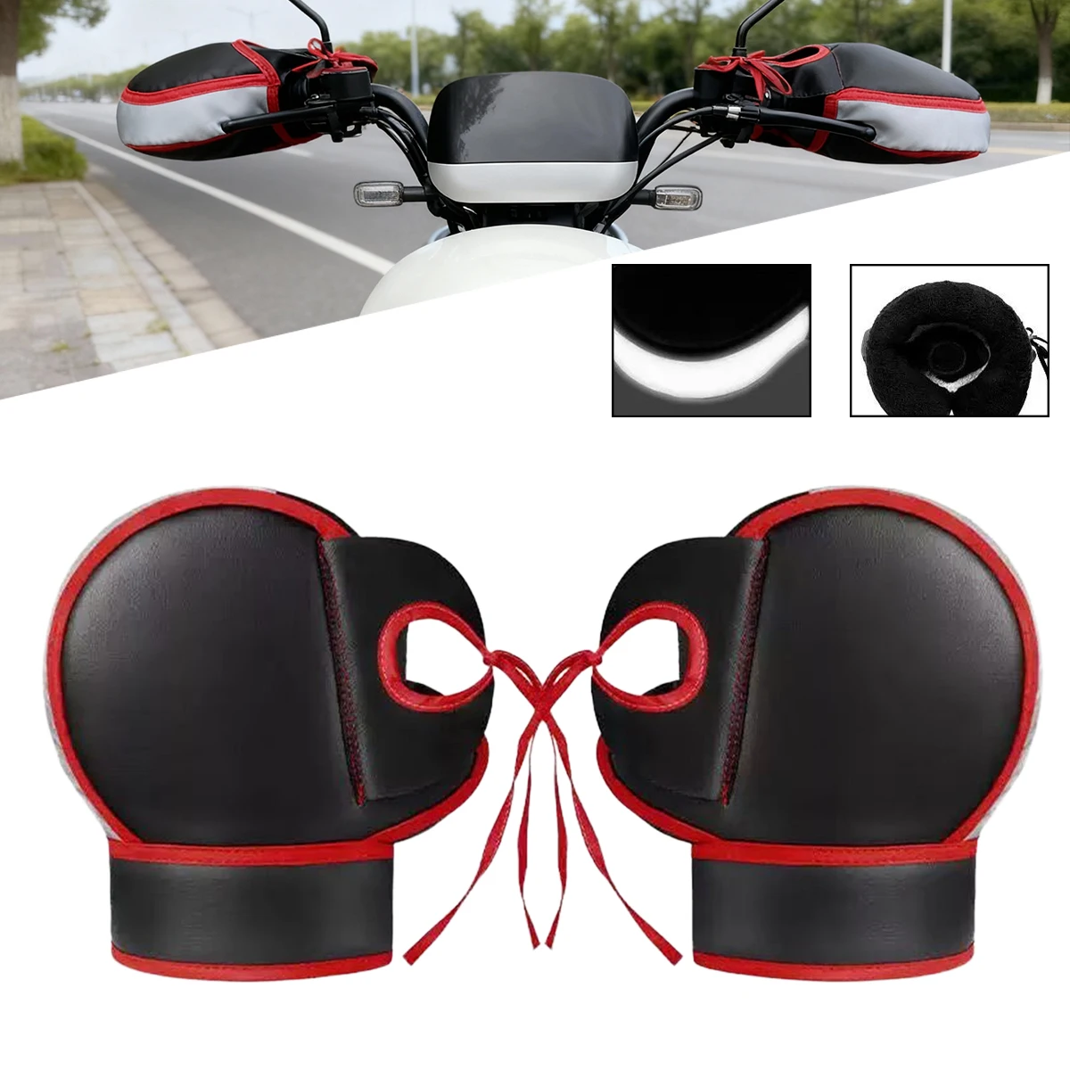 

Electric Bike Winter Warmer Gloves Handlebar Muffs Protective Motorcycle Scooter Thick Warm Grip Handle Bar Muff Rainproo