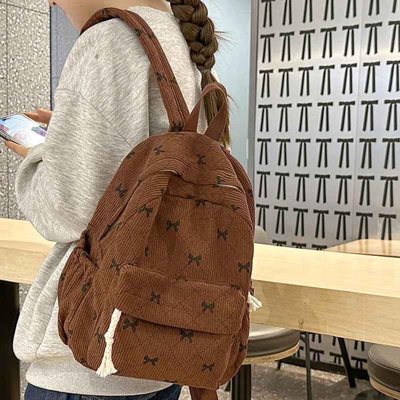 Bowknot Woman Backpack New School Book Bags for Teenage Girls Boys 2025 New Female College Bag Student Lady Leisure BagPack