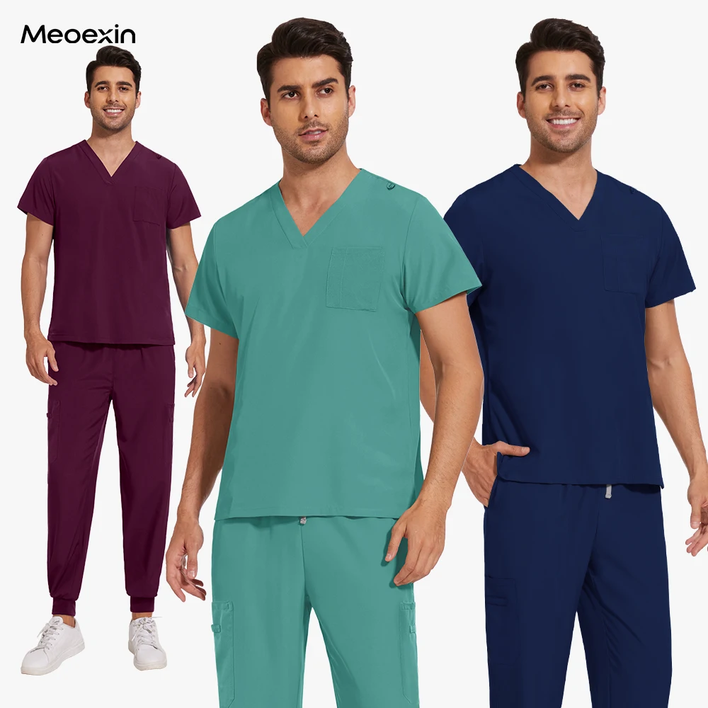 Veelkleurige set met korte mouwen Chirurgie-uniformen Unisex Apotheek Werkkleding Verpleegstersuniform Ziekenhuis Arts Werktop Broek Medische scrub
