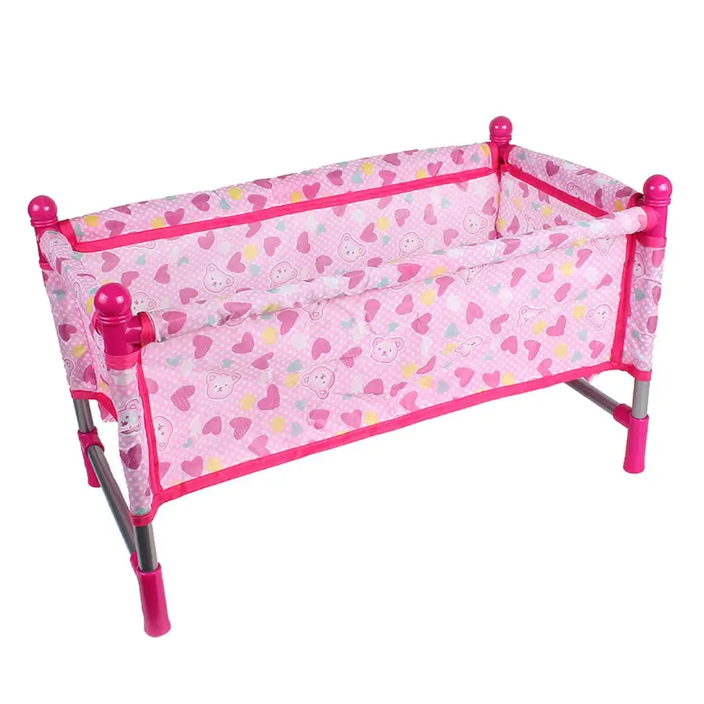 Reborn Baby Crib Foldable Lightweight Portable Doll Bed Furniture for 9 to 12 Inch Dolls Pretend Play Nursery Decoration