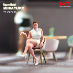 Miniatures Figures 1/87 1/64 1/43 1/24 Female Tycoon Sit 3D Print Resin Figurine Model Creative Photography Sand Table Scene