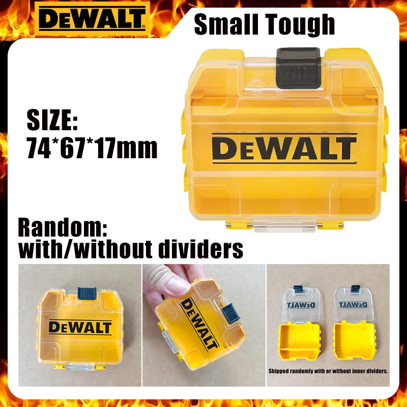 DEWALT Small Tough Mini Storage Box Yellow Base 74×67×17mm Plastic Hardware Parts Organizer Case