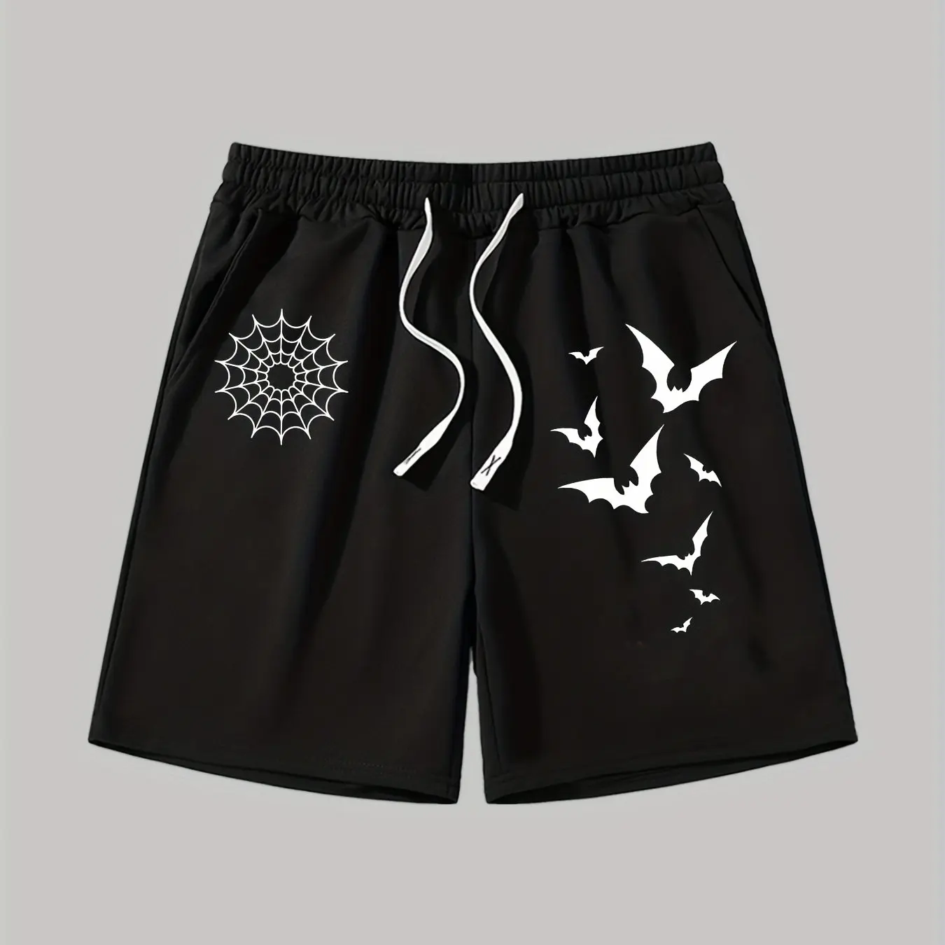 

Men's Printed Halloween Patterns and Letter Printed Shorts with Waistband and Pockets, Summer Street Fashion Shorts