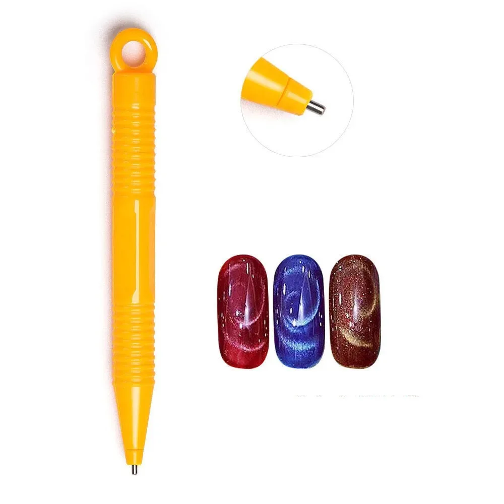 

1Pc Nail Art Cat Eye Magnetic Stick 2025 New Fashion Yellow Handle Multifunctional Fancy Magnet Pen Suction Stone Manicure Tools