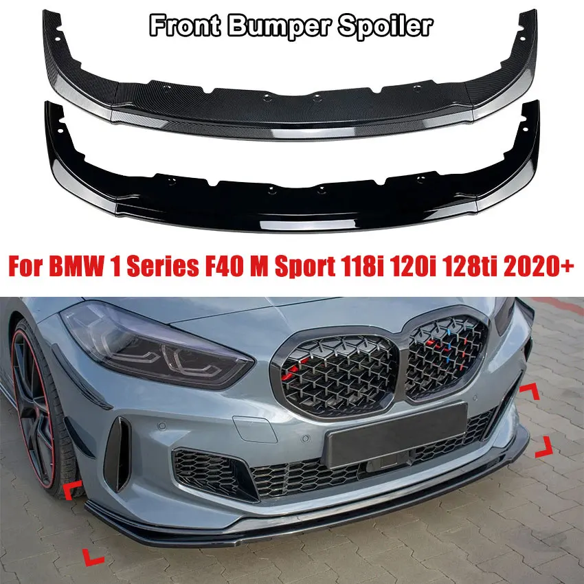 For BMW 1 Series F40 M Sport 118i 120i 128ti 2020+ Car Front Bumper Front Lip Shovel Spoiler Diffuser PP Carbon Fiber Guard Kit