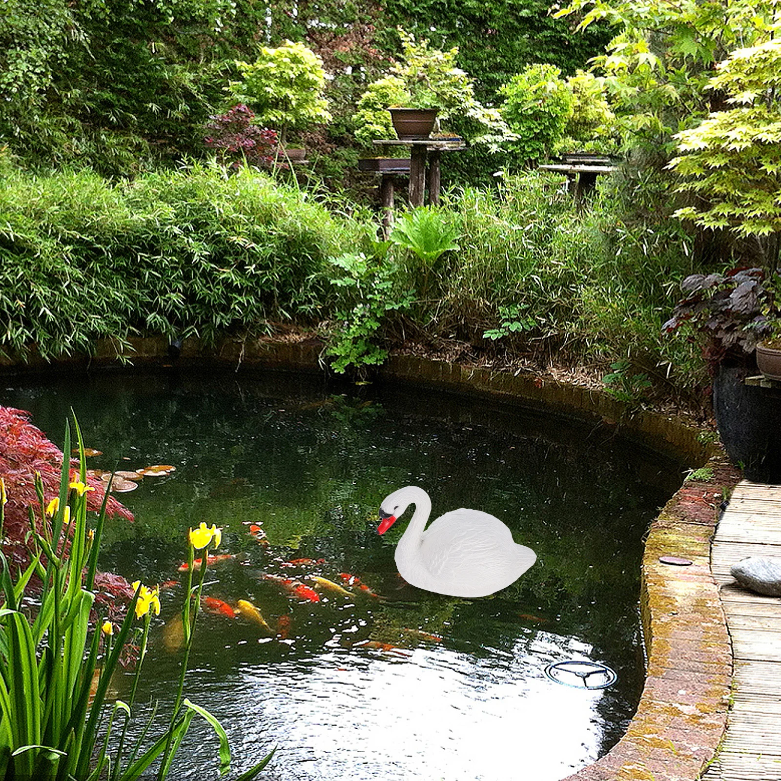 

Realistic Floating Swan Waterproof Outdoor Pond Decoration Lifelike Goose Statue Garden Yard Patio Landscape Bird Decoy