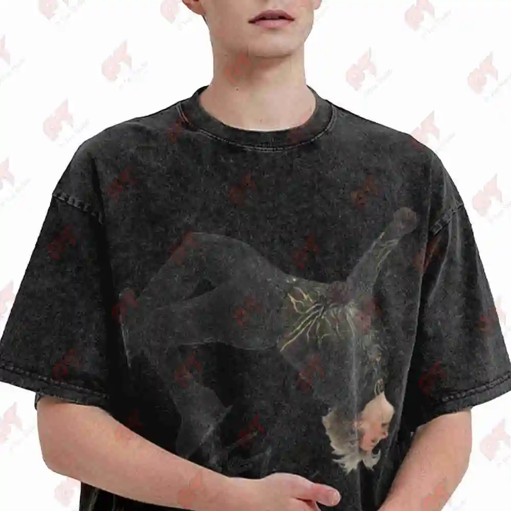 Ilia Malinin Ice Art Figure Skating Quad Jump Vintage Washed Tee Pure Cotton T-Shirt