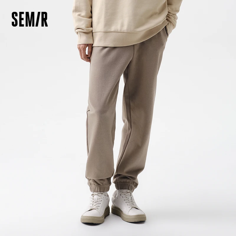 Semir Casual Pants Men Autumn and Winter Drawstring Sports Cuffed Sweatpants Embroidered Knitted Versatile Long Trousers