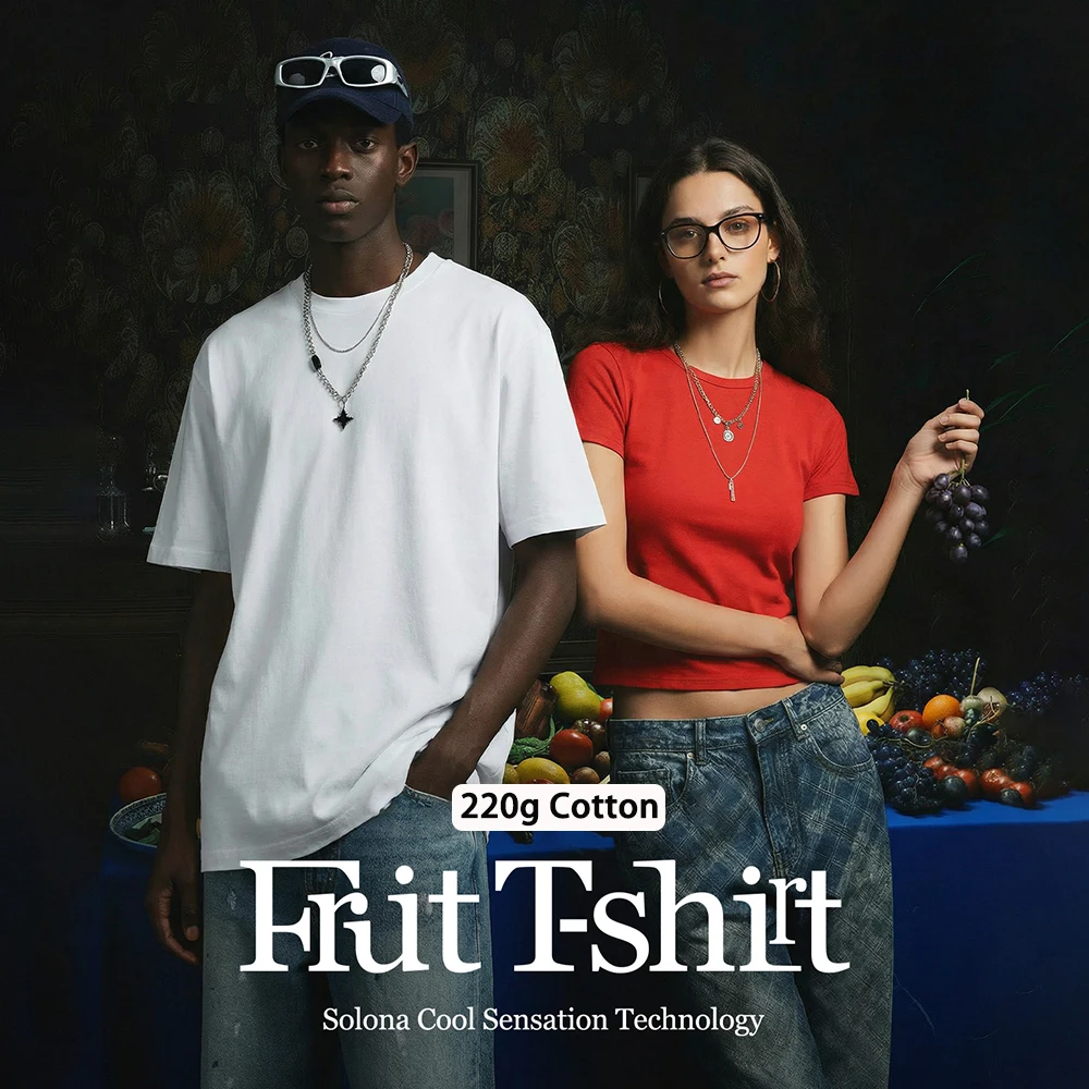 Couple Fruit Color Elastic Short Sleeve T-shirt Summer Women Trendy Quick Drying Cool Antibacterial Youth Sports O-neck T-shirt