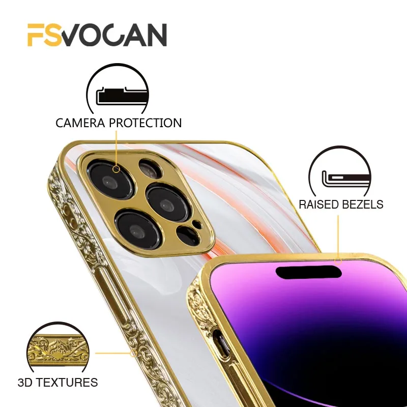 Pink Peach Purple Gold Marble For iPhone 16 14 13 12 11 Phone Fundas Stone Design For iPhone 15 Pro Max Smartphones Printing