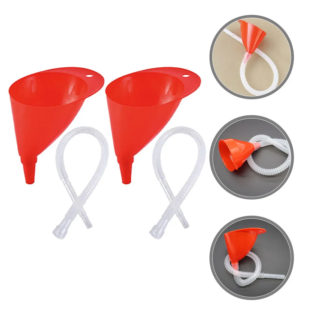 

3Sets Versatile Auto Funnel Set with Clear Flexible Tube Extended Spout for Precise Pouring Oil Gas Water Large Plastic Funnel