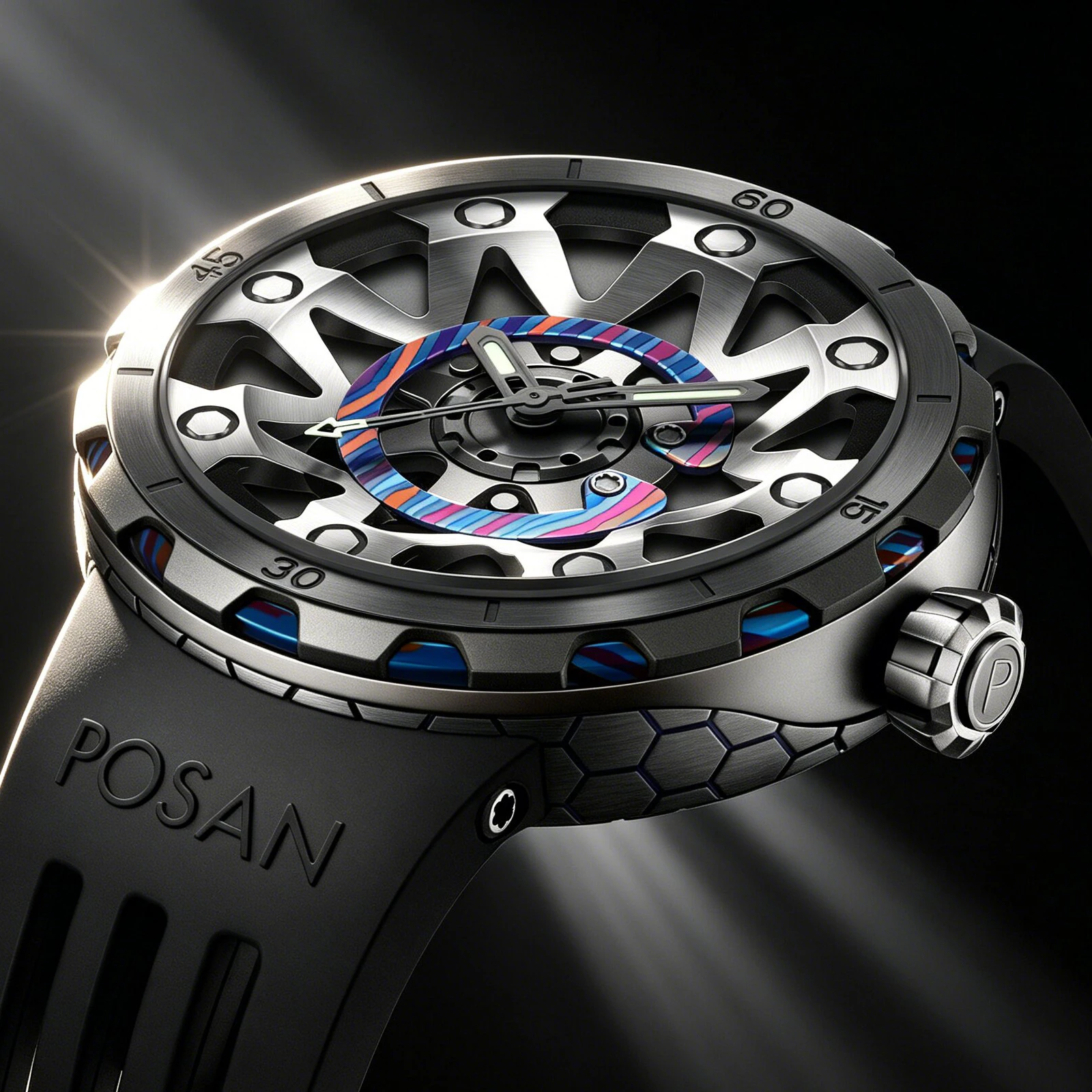 PINDU+POSAN Jointly Designed New Titanium Mechanical Watch Men Miyota 82S0 Movement Sapphire Glass Fluororubber Waterproof Watch