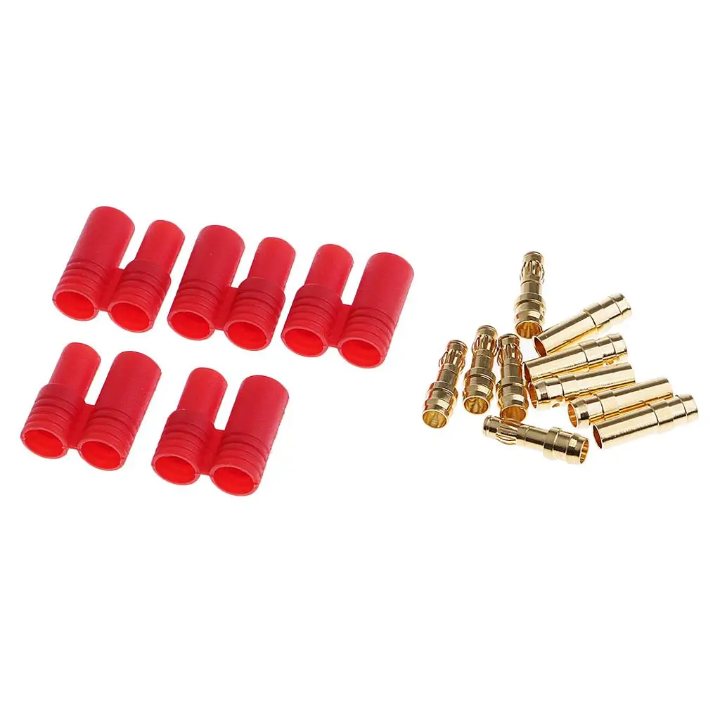 Gold Banana Connector Plug 3.5mm Red Housing Terminal Set Plastic Metal for RC Helicopter Electronic Control