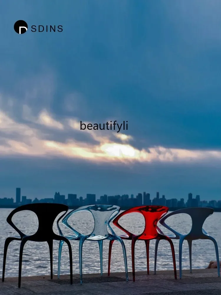 إيطاليا كرسي البولي كربونات الشفاف الايبوكسي كريستال غرفة المعيشة الطعام كرسي Rochburg الاكريليك كرسي الأثاث #5