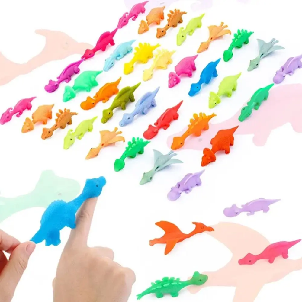 

5PCS Funny Dinosaur Ejection Dinosaur Not Deformed Cartoon Animals Anxiety Stress Relief Finger Catapult