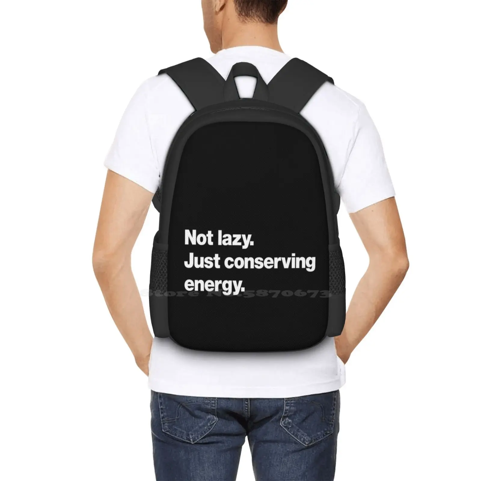 Not Lazy. Just Conserving Energy. Large Capacity School Backpack Laptop Bags Not Lazy Just Conserving Energy Resting Laconic