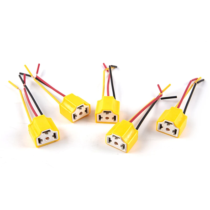 5Pcs Car Headlight Ceramic Socket Connector H4 Ceramic Plug High Temperature Wiring Harness Plug Adapter H4 Socket