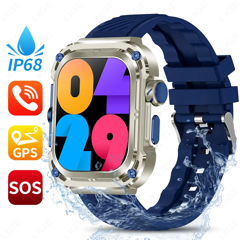 

LIGE New For Xiaomi Android IOS Smart Watch Men GPS Track Sports Waterproof Smartwatch 2.01" Bluetooth Call Compass NFC Bracelet