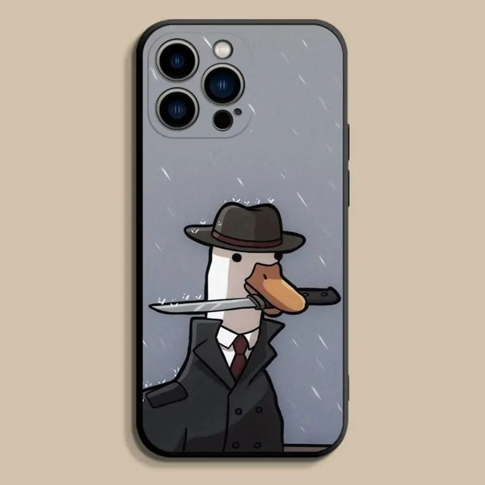 Cartoon Lustige D-Duck Handyhülle für iPhone 17,16,15,14,13,12,Pro,Max,Plus,E,SE4,Air,Mini Schwarz Soft Cover