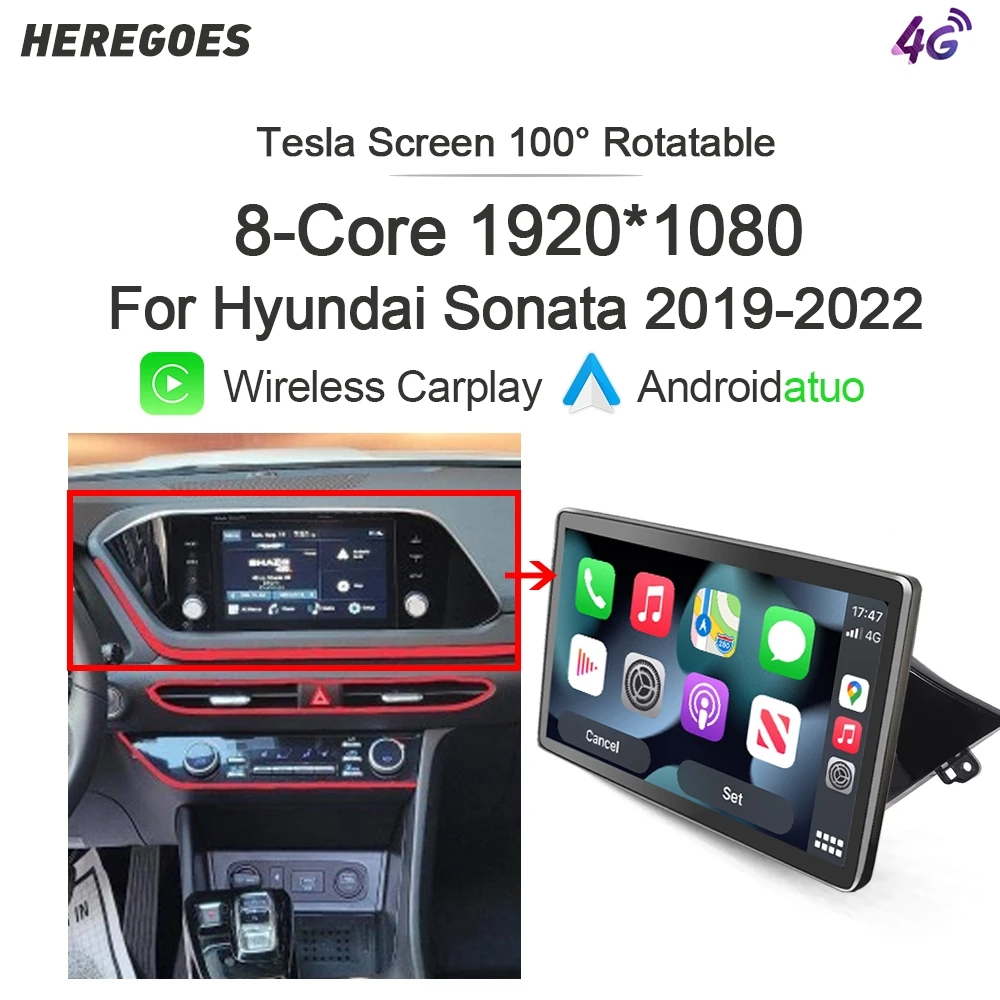 

Автомобильный радиоприемник 12,8 дюйма IPS Android 10 для Hyundai Sonata DN8 2019 2020 2021 1920*1080 навигация GPS беспроводной Carplay 6G + 128G Wifi LTE