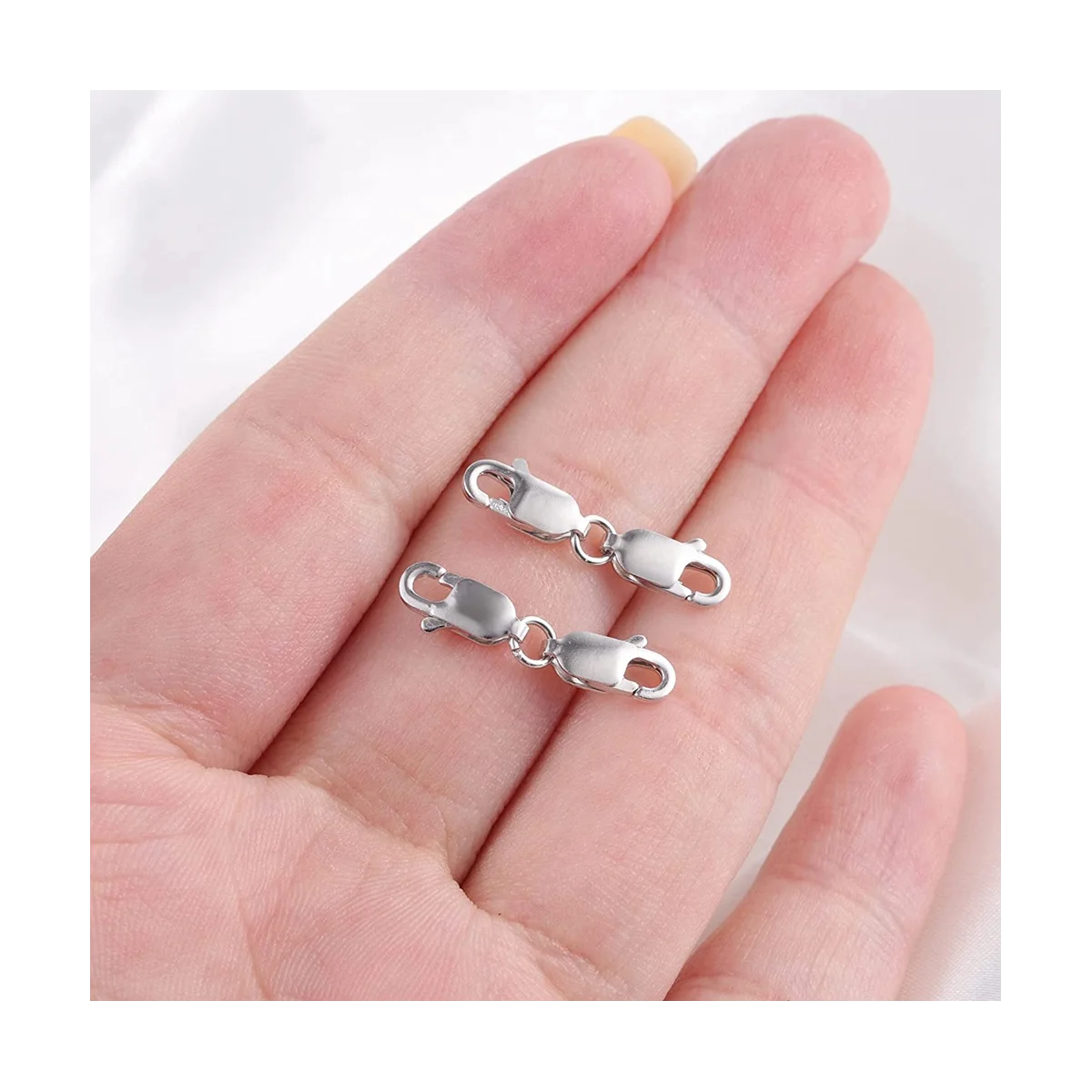 2PCS Double Lobster Clasp 10mm, Sterling Silver Clasp Double Claw Clasps Bracelet Necklace Extension Connector