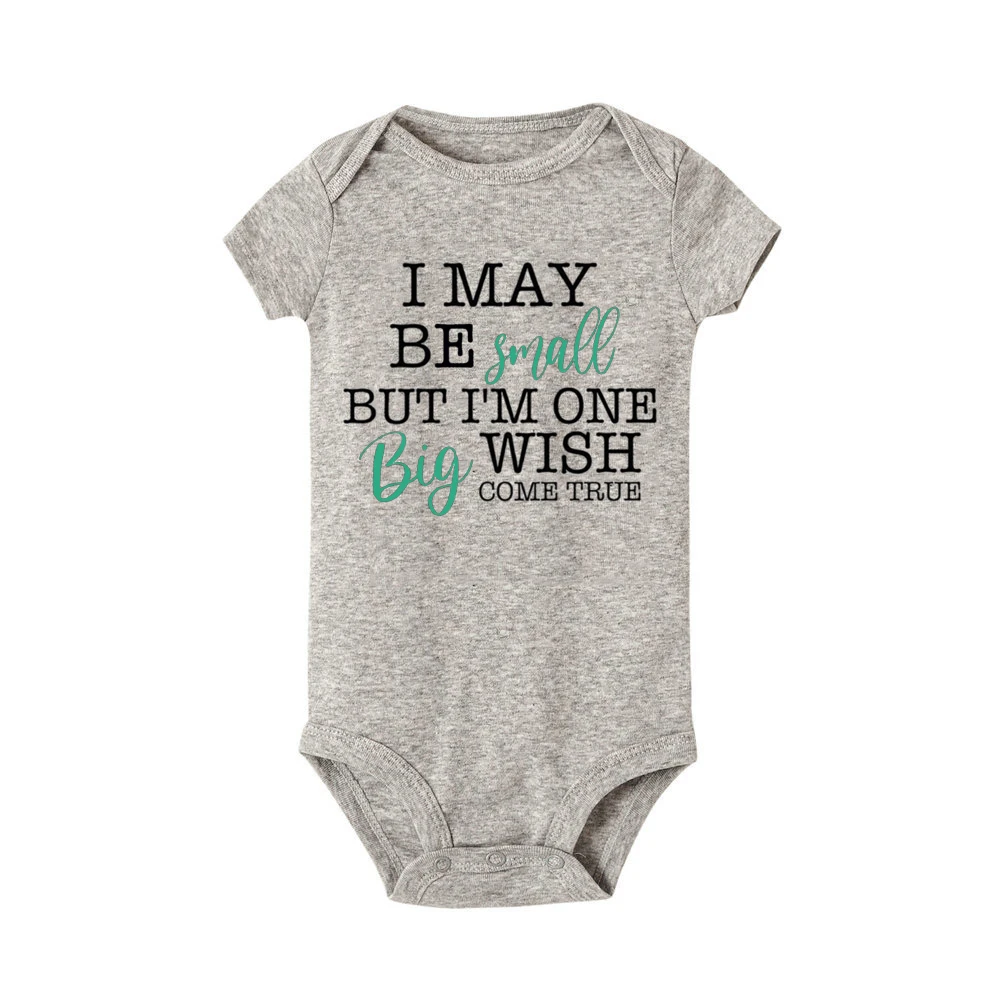 I May Be Amall But I\'m One Big Wish Come Ture Baby Romper Newborn Bodysuit Short Sleeve Jumpsuit IVF Success NICU Baby Clothes