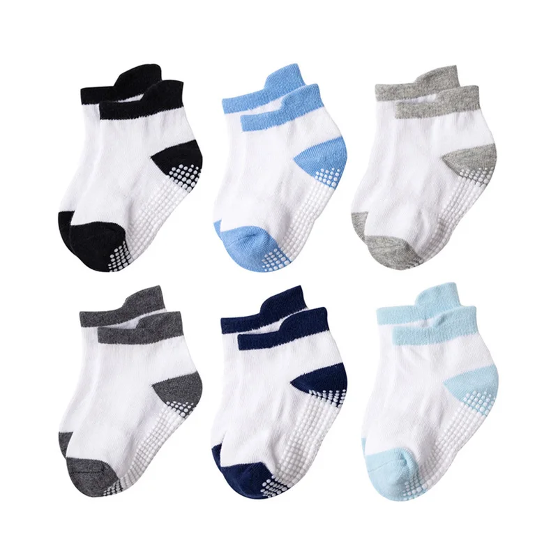 6 Pairs Kids Non-slip Floor Socks For Toddler Baby Boys Girls Indoor Activities Learn To Walk Ankle Socks