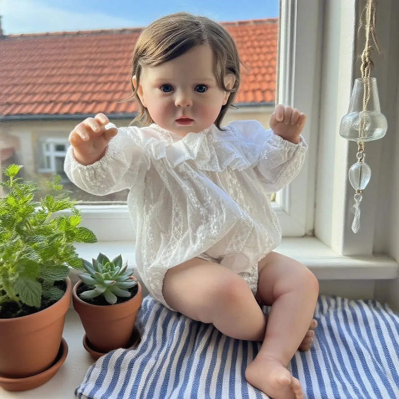 Doek Lichaam 50CM Zoete Reborn Babypop Speelgoed Voor Meisje Levensechte 3D Huidpop met Bloedvat Prinses Peuter Verjaardagscadeau