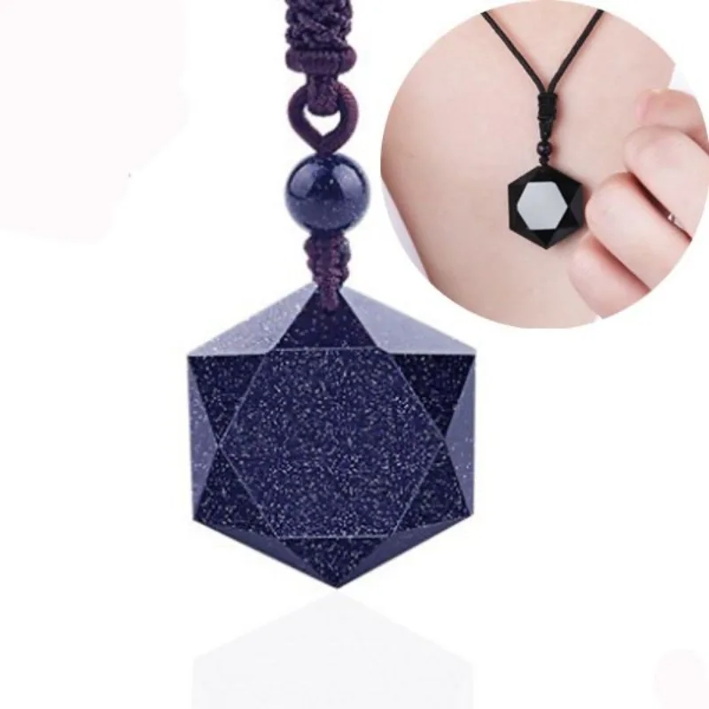 Colgante de piedra energética de obsidiana Natural, collar de cuentas, joyería, accesorios de moda, amuleto de la suerte tallado a mano para bebé, regalos