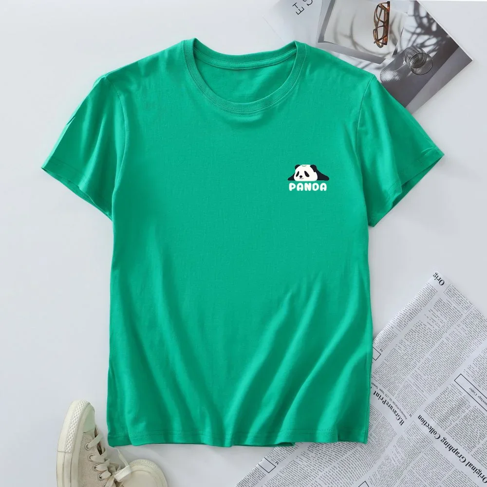 Summer Women Tees Oversized T-shirt 100% Cotton Woman Clothes Short Sleeve Tops Fashion Panda Graphic T Shirts Female Tshirt