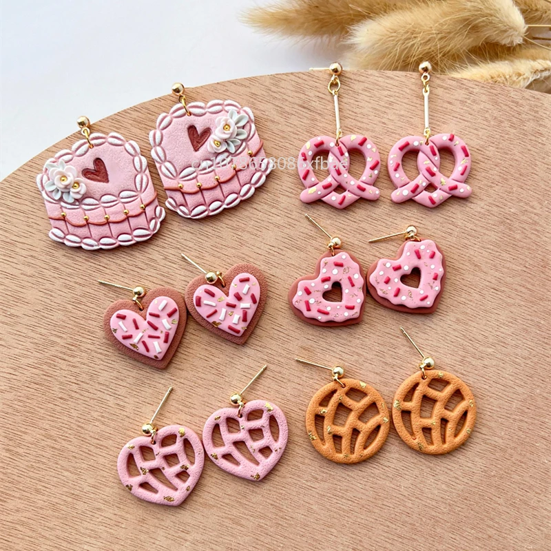 Valentine\'s Days Polymer Clay Cutters Heart Shaped Cookie Pottery Clay Mold Cute Earrins Dangle Concha Cake Pretzel Making Tools