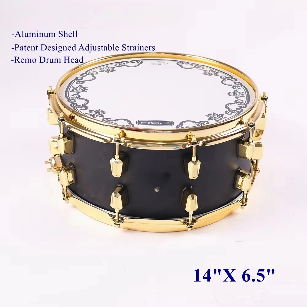 Aluminum Shell Snare Drum  14x6.5  with 0.25mm Coated Drum Head, High-quality Steel Material
