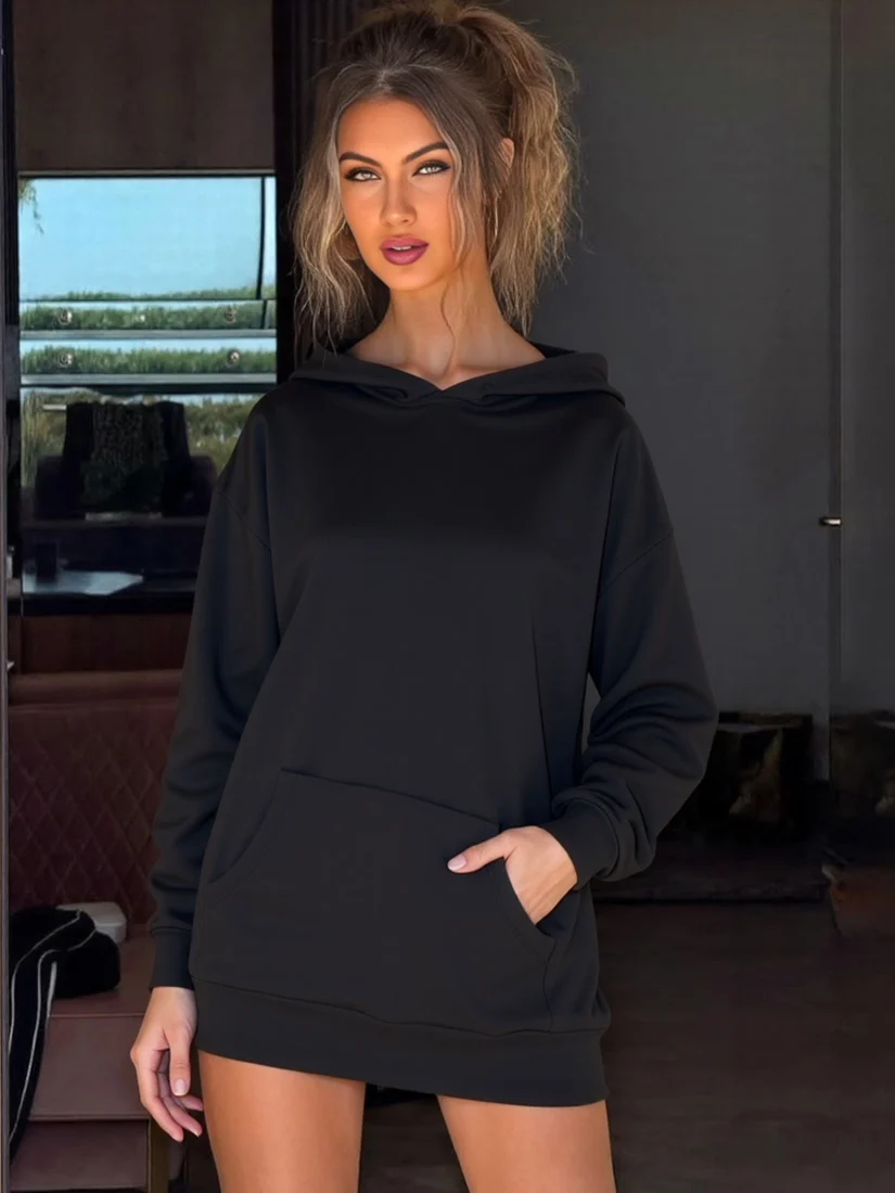 مثير الدانتيل لصق بال هوديي المرأة فضفاضة رداء علوي غير رسمي العصرية البوليستر مزيج طويل Sve مقنعين البلوز للشابات