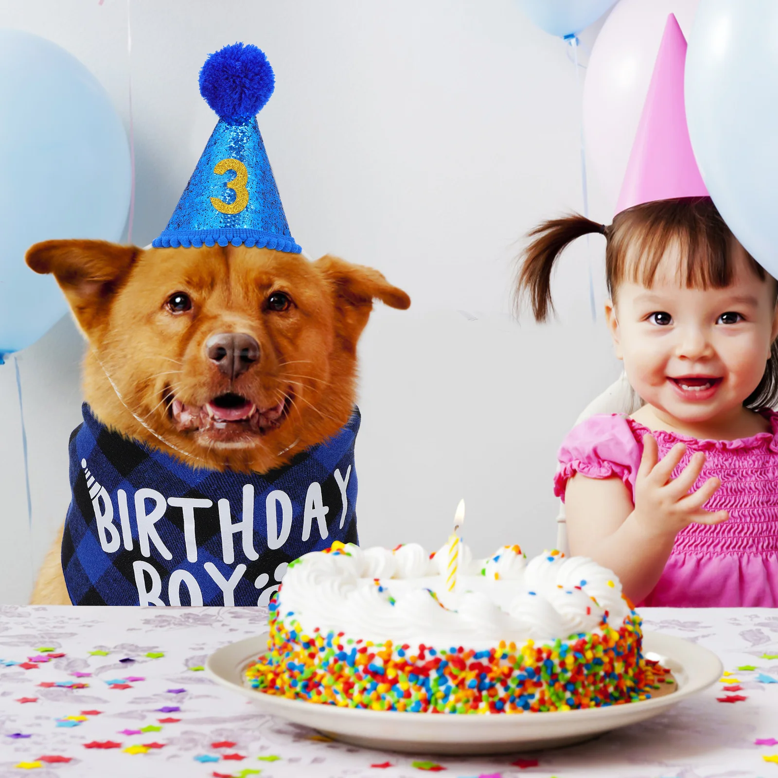 

1Set Dog Birthday Decorations Birthday Bandana Pompom Hat Puppy Party Supplies Soft Comfortable Kit Pet Dog Bandana