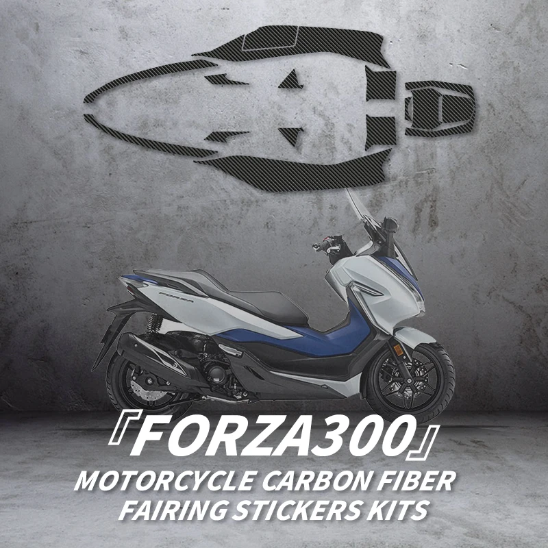 ホンダforza300に適したオートバイのステッカーキット,フルボディプラスチックエリア,カーボンファイバー保護,ホタルステッカー