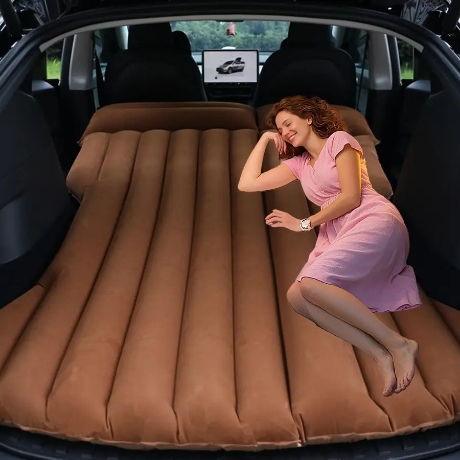 

Надувной матрас для кемпинга, совместимый с Tesla Model Y, утолщенный флокированный надувной матрас для багажника, заднего сиденья, седана, внедорожника, автофургона, Сл.