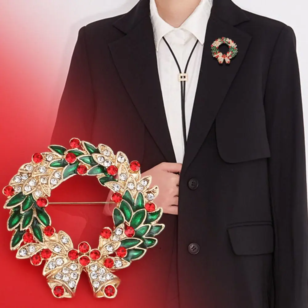 الكورية نمط المينا حجر الراين دبابيس سانتا كلوز إكليل عيد الميلاد بروش الملابس والاكسسوارات طوق دبوس شجرة عيد الميلاد بروش