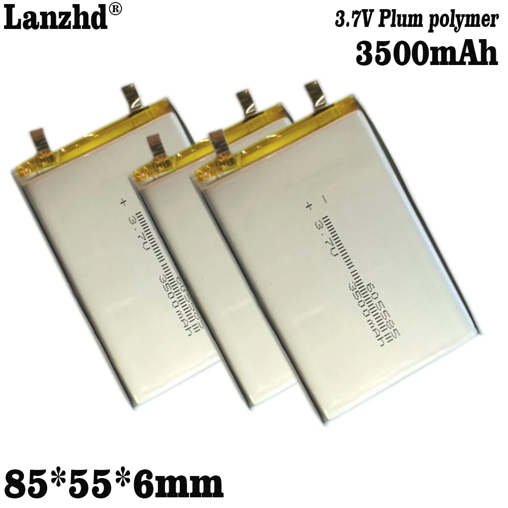 85*55*6mm 3.7V polymer lithium battery 605585 3500mAh flat panel mobile power battery For  LED light GPS positioning battery