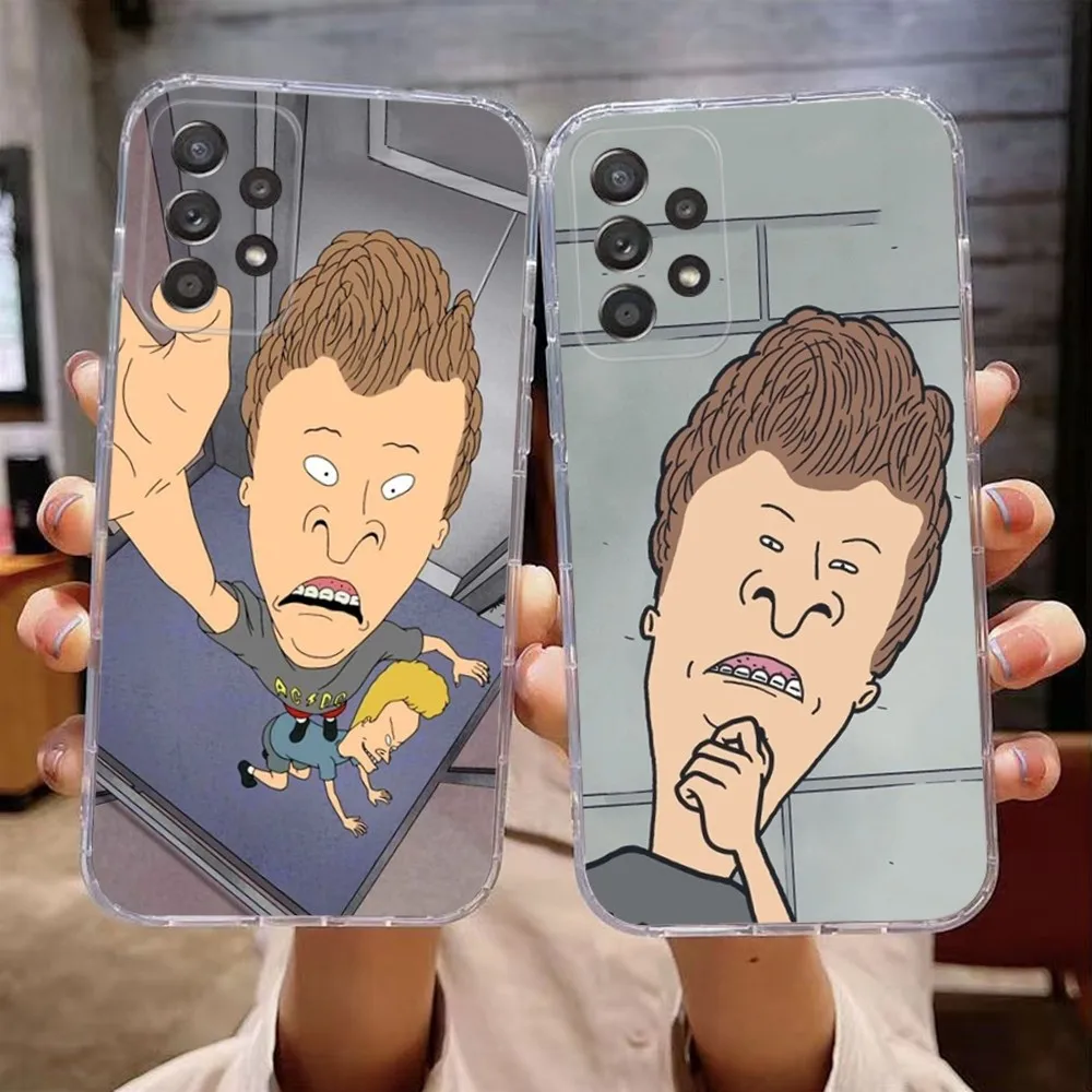 B-Beavis And Butthead Phone Case For Samsung Galaxy A71,70,52,51,40,31,A50,30S,21S,Note20ultra Transparent Cover