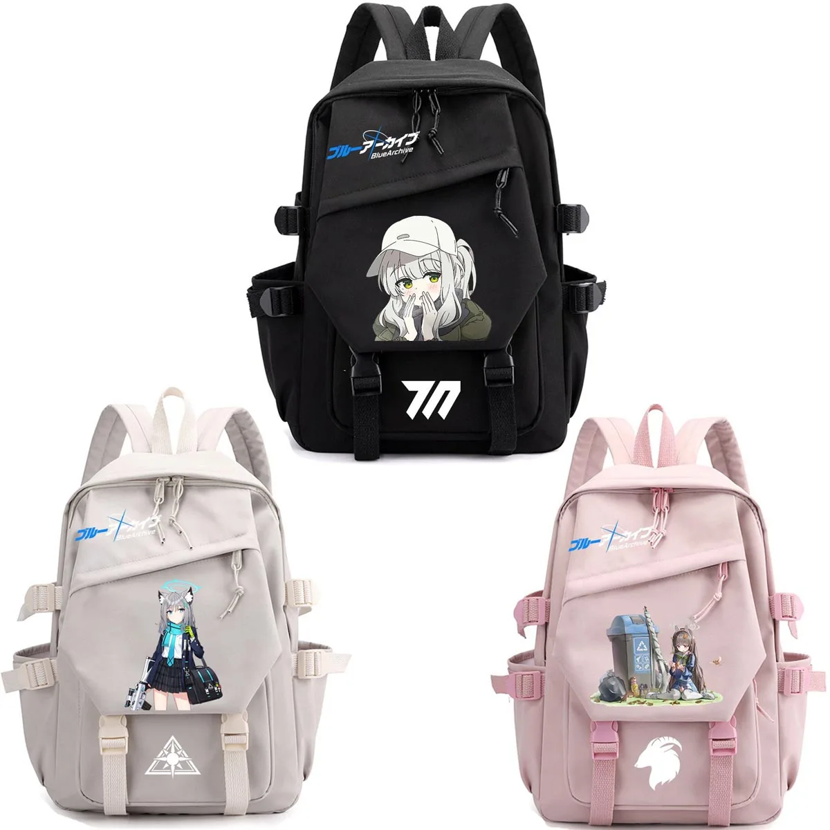 

Blue Archive Backpack ‌Omagari Hare Kasumizawa Miyu Sunaookami Shiroko Print Student Schoolbag Large Capacity Travel Backpacks