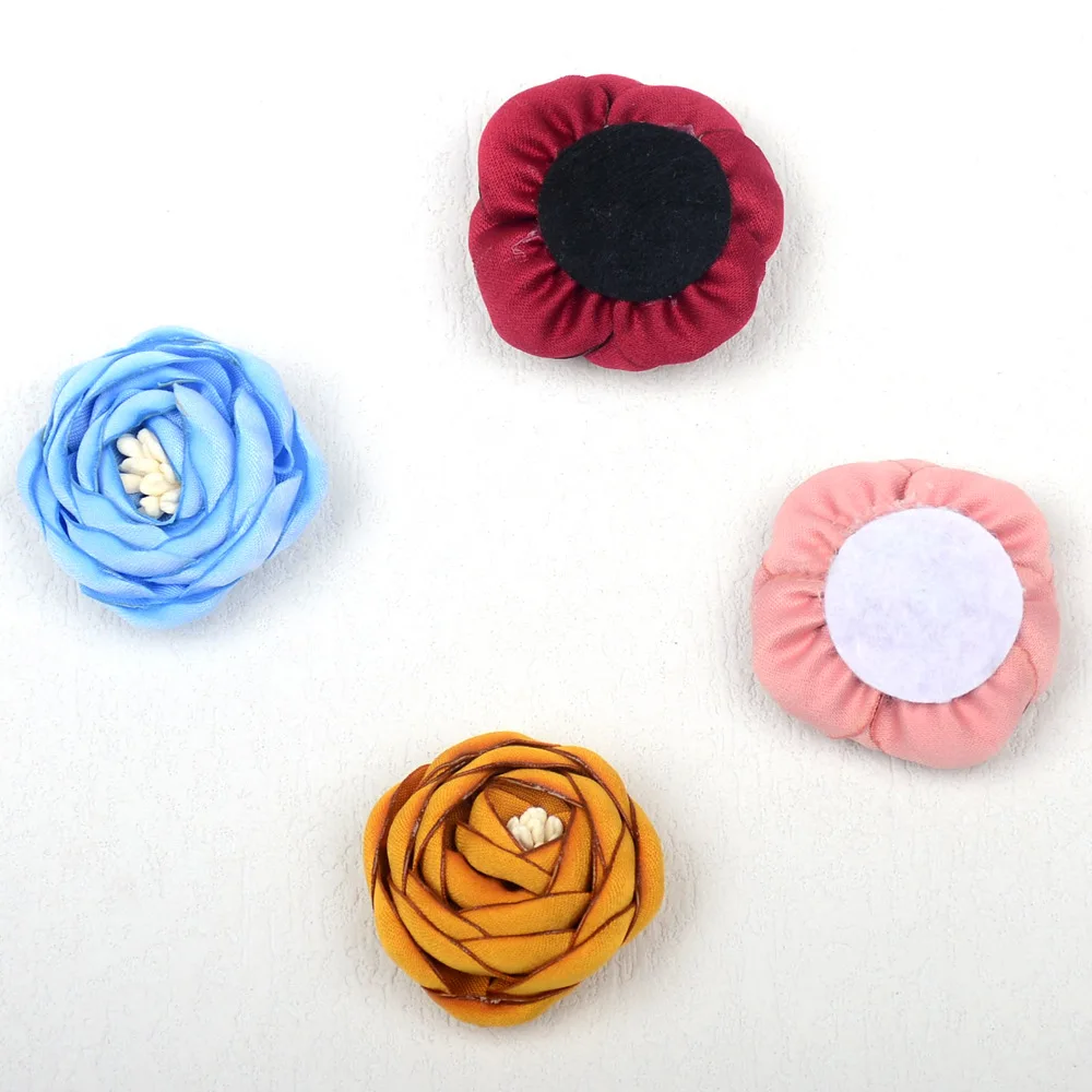 10Pcs 4cm Artificial Burnt Edge Rose Flowers Head Three-dimensional Flower Bud DIY Handmade Hairpin Brooch apparel Accessories