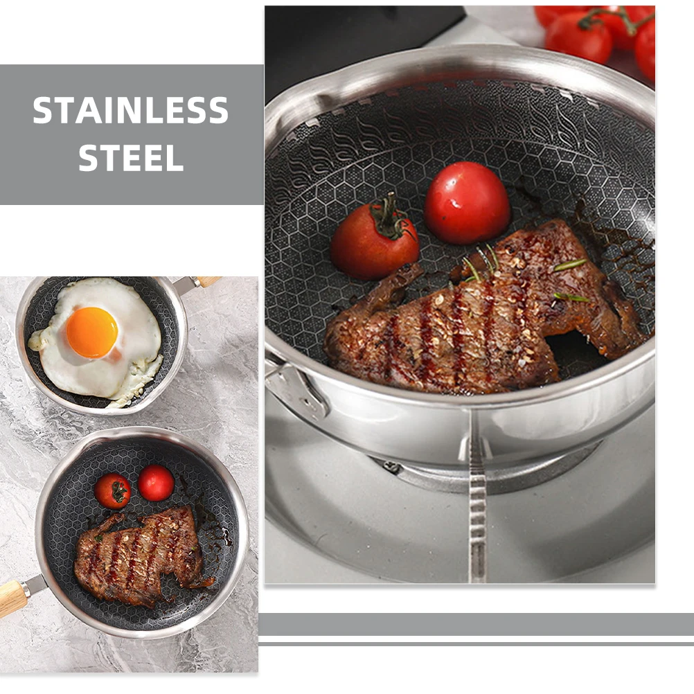 

Honeycomb Frying Pan Nonstick Stainless Steel 316 Cookware Eggs Steaks Even Heat Distribution Easy Clean Kitchen Saucepan