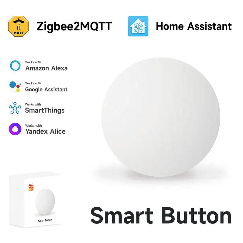 Universal Zigbee2MQTT Smart Button - Compatible with Amazon Alexa, Google Assistant & Smart Home Automation Devices