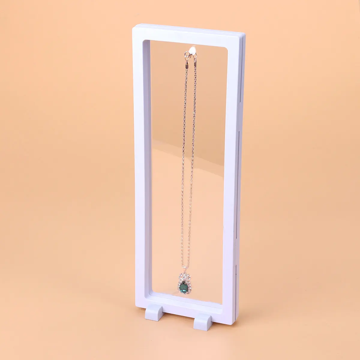 Jewelry Display Box 3D Floating Frame Transparent Shadow Box for Earrings Rings Bracelets Medallions Stamps Poker Chips 11x30cm