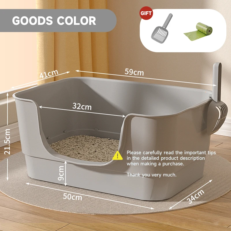 

High Sided Cat Litter Boxs Open Toilet for Small and Large Cats Cat Bedl pans Giant Anti External Splash Kitty Supplies