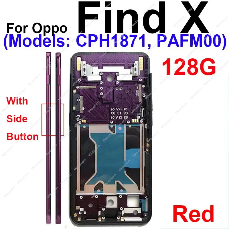 LCD Front Frame Housing Bezel Cover Case For OPPO Find X Middle Frame with/without Lifting Cover Side Buttons Replacement