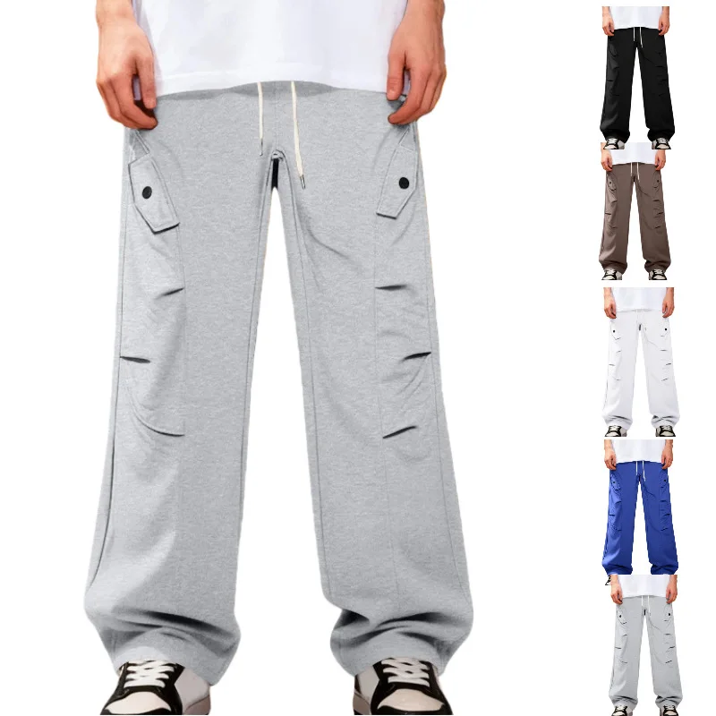 

2026 Spring and Autumn Men's Casual Sports Versatile Sweatpants Loose Folded Men's Trousers