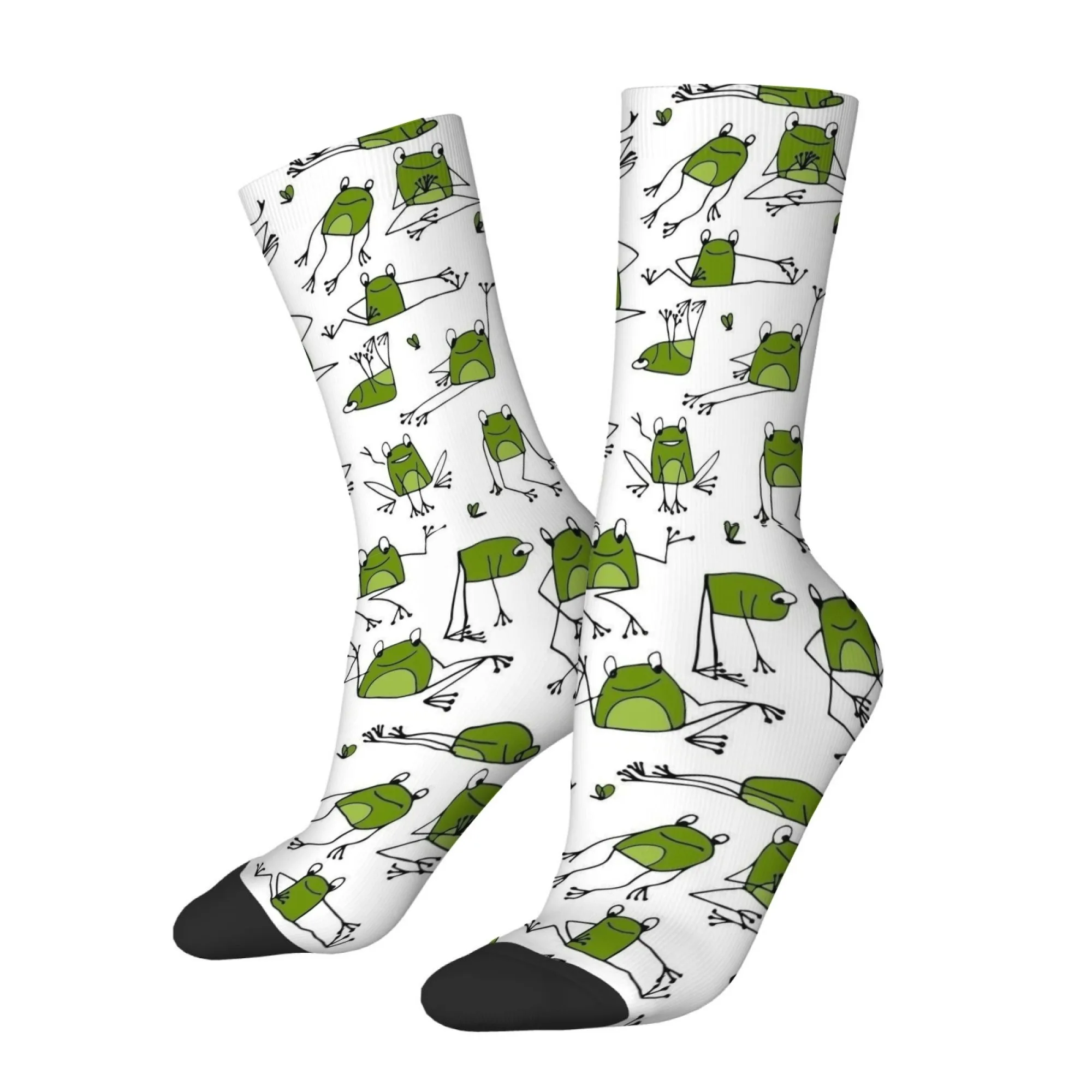 1-Pair Fun Frog Print Men Socks Cute Frog Leg & Eye Patterns, Soft Breathable Frog-Themed Socks for Casual Wear Novelty Gifts