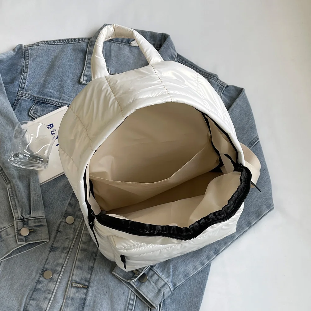 Zaino imbottito per donne e ragazze Borsa da scuola carina per adolescenti Borse per libri Zaino imbottito in cotone Borsa da viaggio gonfia Zaino multitasche